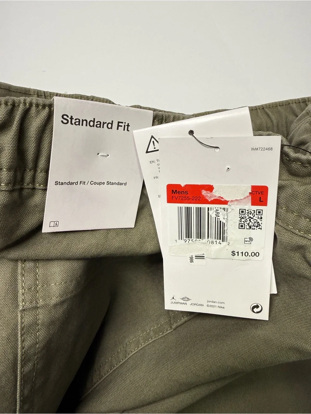Jordan Essential Chicago Cargo Pants FV7255 -222 Men’s L Olive Retail $110 NWT